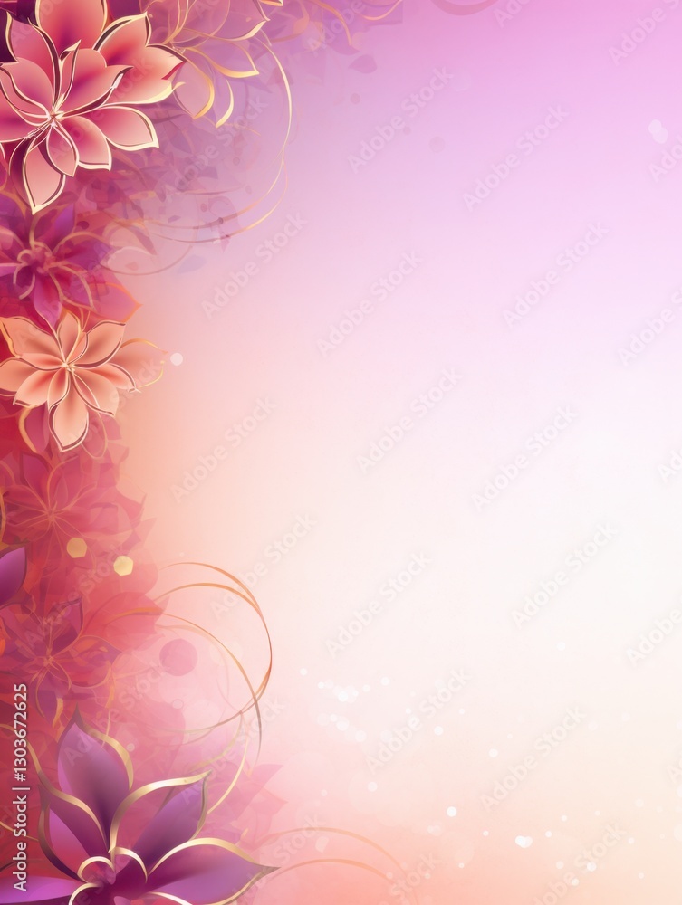 Fototapeta premium Abstract purple red background with subtle flowers rangoli pattern