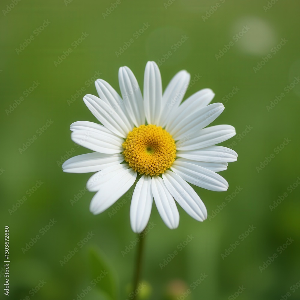 Fototapeta premium Single White Daisy on Soft Green Background
