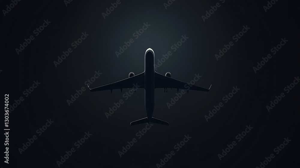 A silhouette of an airplane against a dark background, emphasizing flight and travel. A silhouette of an airplane against a dark background, emphasizing flight and travel.