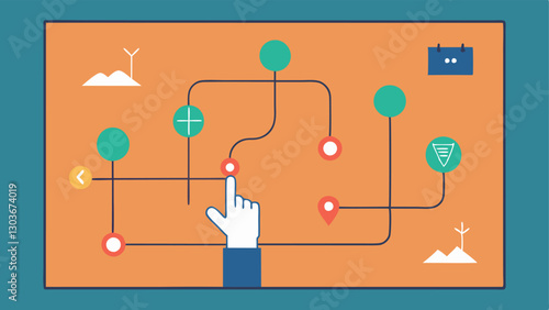 Tactile Map Illustration of a tactile map mounted on a wall with raised lines representing routes and easytofeel icons for stations. A hand is shown tracing the paths.