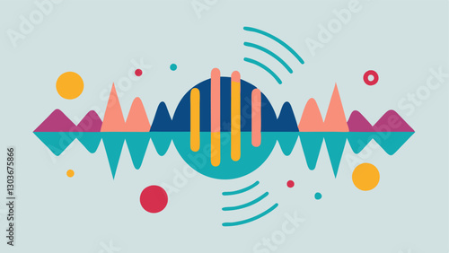 Sound Waves Abstract lines and shapes representing sound waves illustrating different frequencies and their impact on sensory perception.