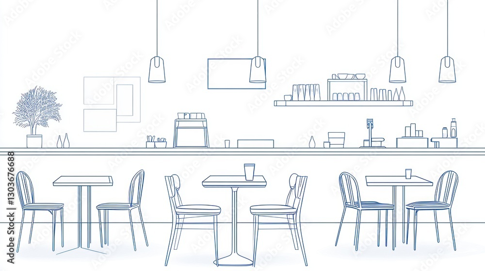 Cafe Interior Line Drawing, Modern Design, Empty Restaurant, Background, Illustration, Stock Photo, Commercial Use, Restaurant Cafe Interior Line Drawing, Modern Design, Empty Restaurant, Background, Illustration, Stock Photo, Commercial Use, Restaurant