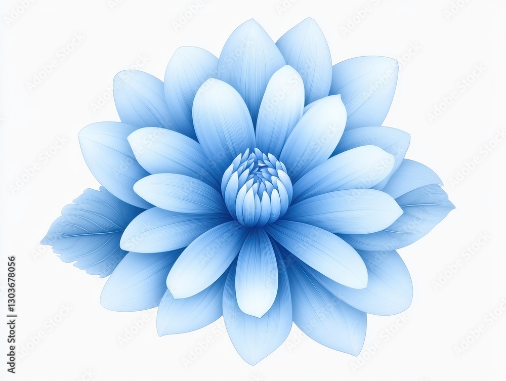 Fototapeta premium Blue lotus flower illustration with detailed petals and serene background