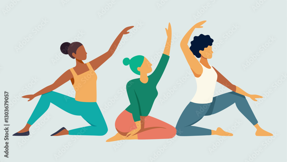 Stretching and Warmup A diverse group of dancers is seen warming up together stretching their arms and legs while seated or standing highlighting the importance of preparation in Stretching and Warmup A diverse group of dancers is seen warming up together stretching their arms and legs while seated or standing highlighting the importance of preparation in