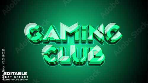Gaming club glowing neon bold headline title style 3d editable vector text effect