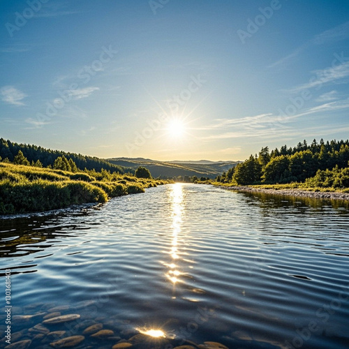 sunset over the river
