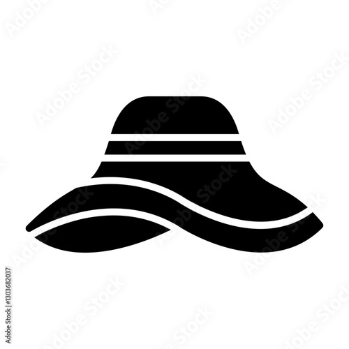 Sun hat Outline Style Icon Design
