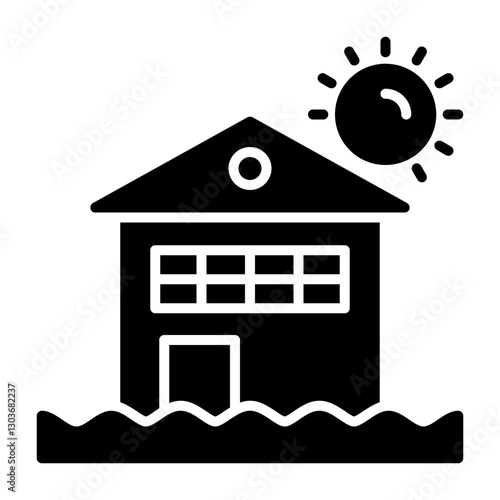 Beach house Outline Style Icon Design