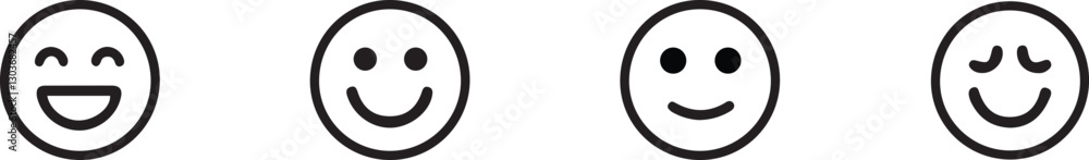 Fototapeta premium Smile emoji face icon happy laught emotion face vector set of smiley face or emoticon line art icons illustration