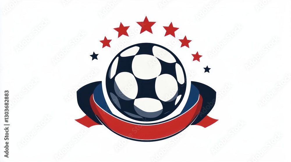 Naklejka premium Soccer ball emblem, award, ribbon