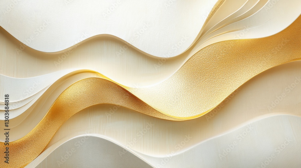 Obraz premium Elegant abstract layered waves with golden and white colors