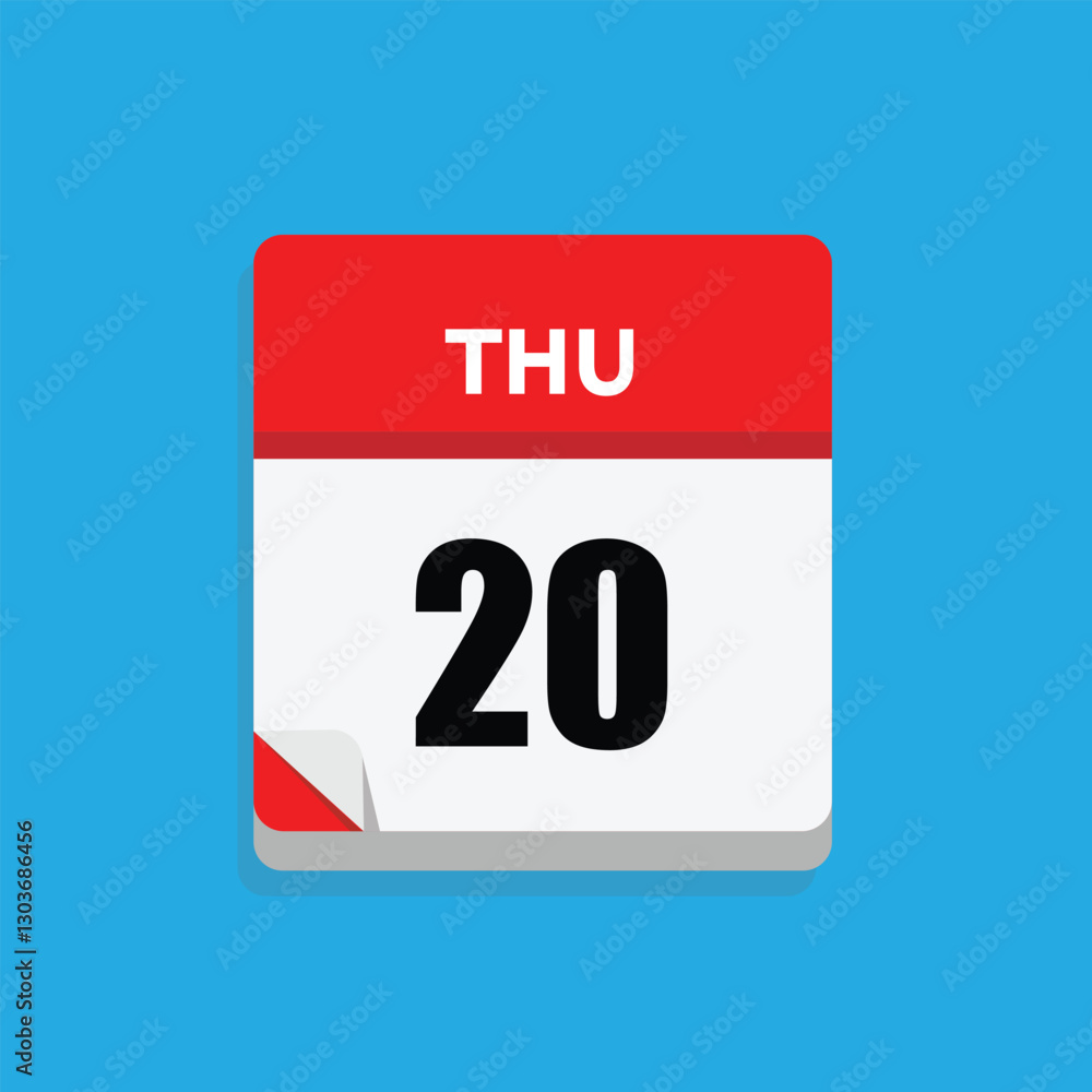 Fototapeta premium calender icon, 20 thursday icon with blue background