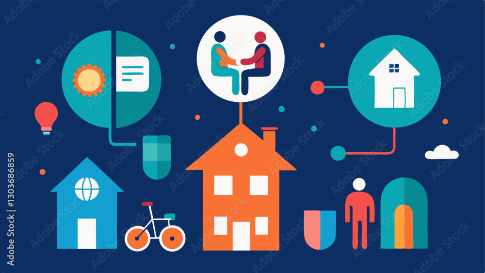 These descriptions can serve as inspiration for creating vector illustrations that convey the essence of universal design in residential spaces. These descriptions can serve as inspiration for creating vector illustrations that convey the essence of universal design in residential spaces.