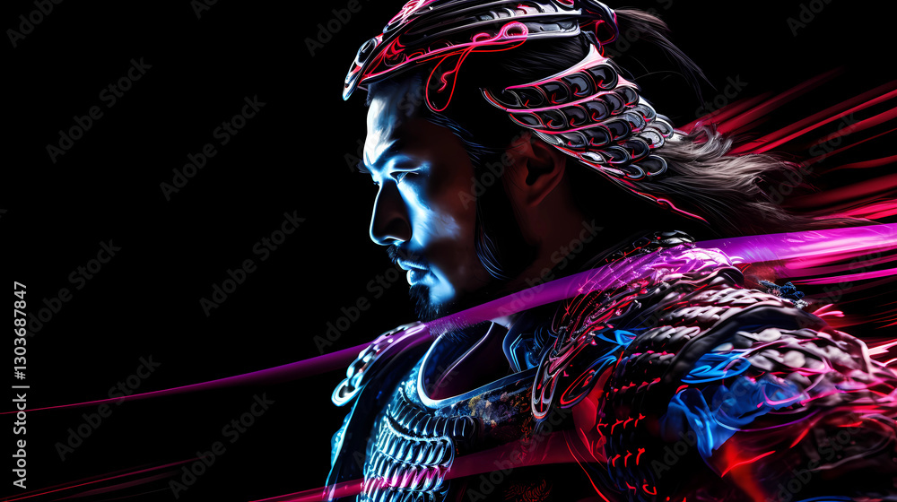 custom made wallpaper toronto digitalJapanese Warrior Samurai Plexus Neon Black Background Digital Desktop Wallpaper HD 4k Network Light Glowing Laser Motion Bright Abstract	
