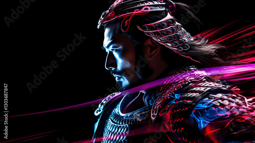 Wallpaper Mural Japanese Warrior Samurai Plexus Neon Black Background Digital Desktop Wallpaper HD 4k Network Light Glowing Laser Motion Bright Abstract	
 Torontodigital.ca