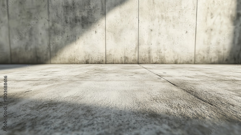 Concrete floor and wall illuminated by natural light forming shadows Concrete floor and wall illuminated by natural light forming shadows