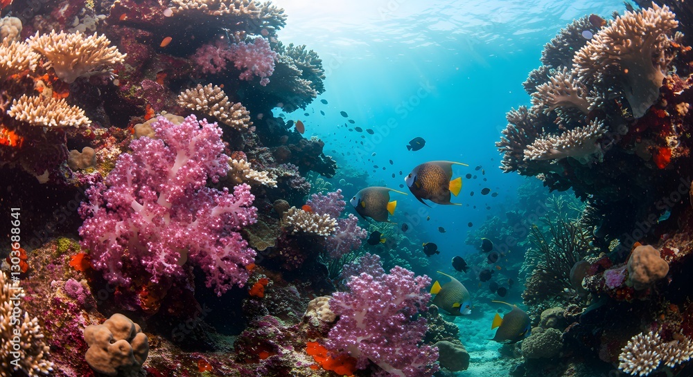 Fototapeta premium Graceful Reef Dwellers The Angelfish in Coral Gardens
