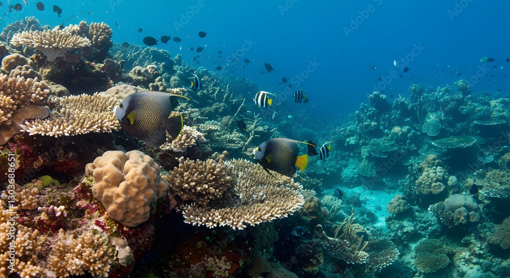 Fototapeta premium Graceful Reef Dwellers The Angelfish in Coral Gardens