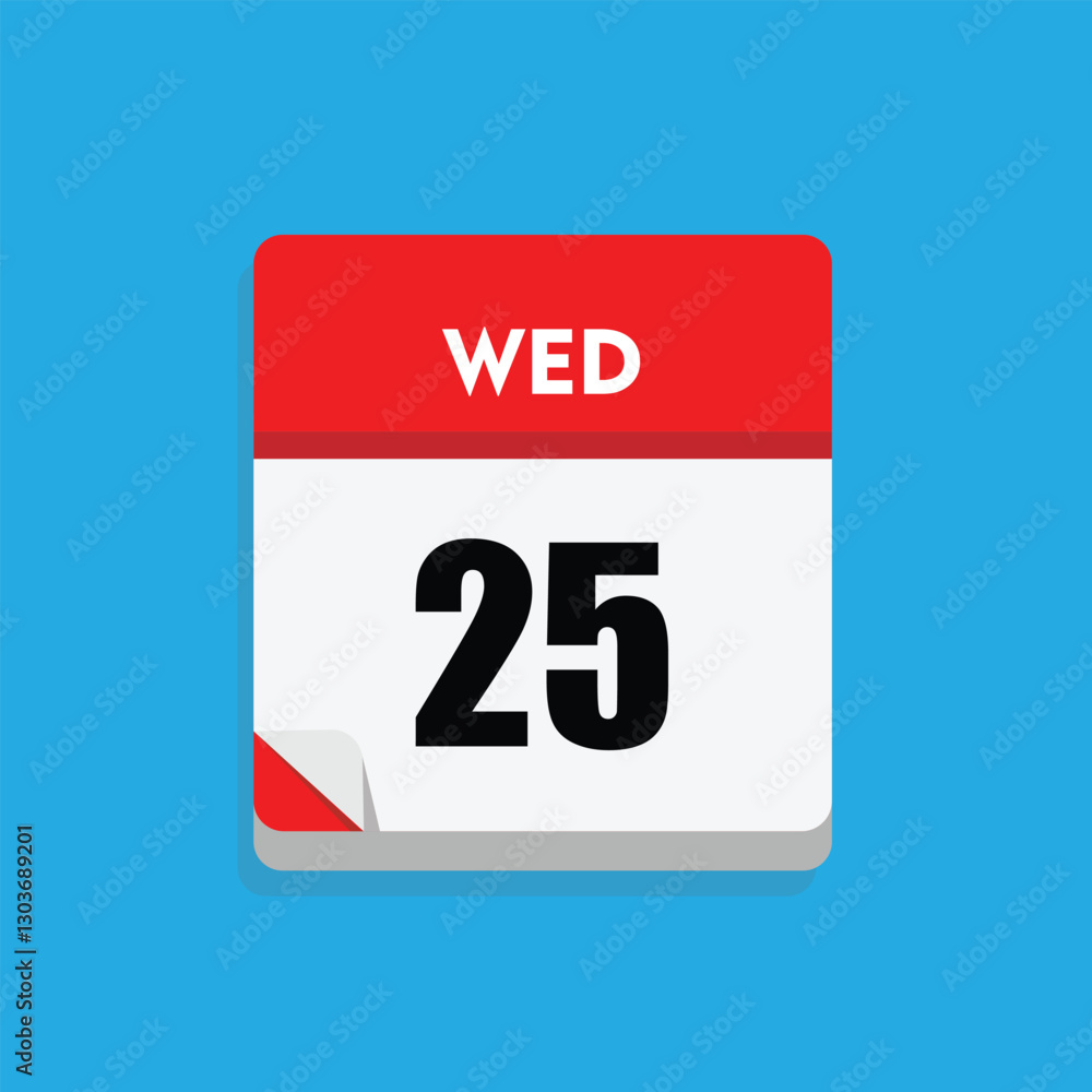 calender icon, 25 wednesday icon with blue background calender icon, 25 wednesday icon with blue background