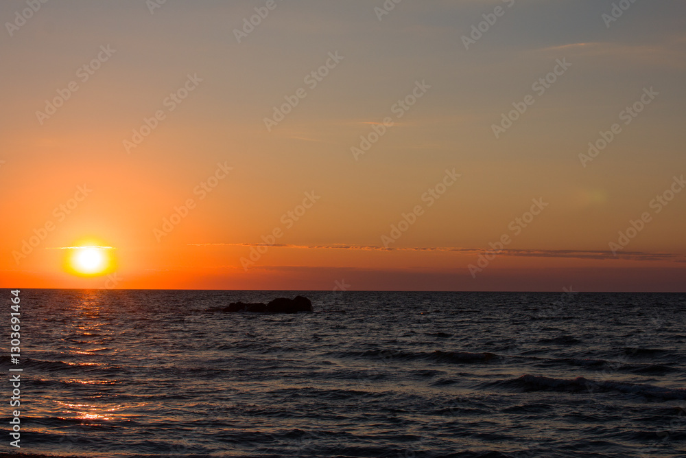 landscape clouds over the sea. Bright red sunset landscape clouds over the sea. Bright red sunset