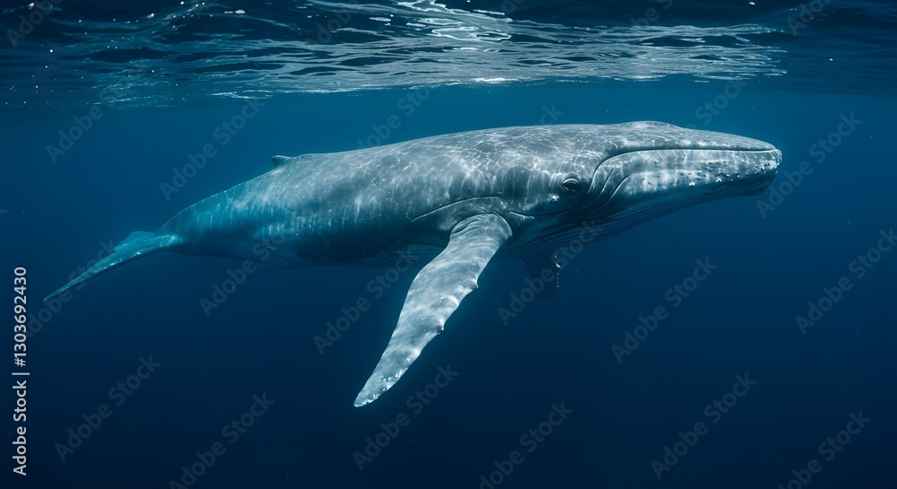 Fototapeta premium Ocean Giants The Blue Whale in the Deep Sea