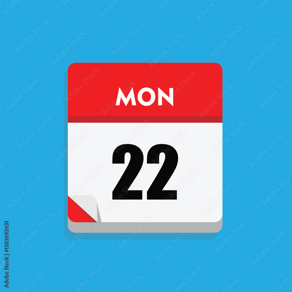 calender icon, 22 monday icon with blue background calender icon, 22 monday icon with blue background
