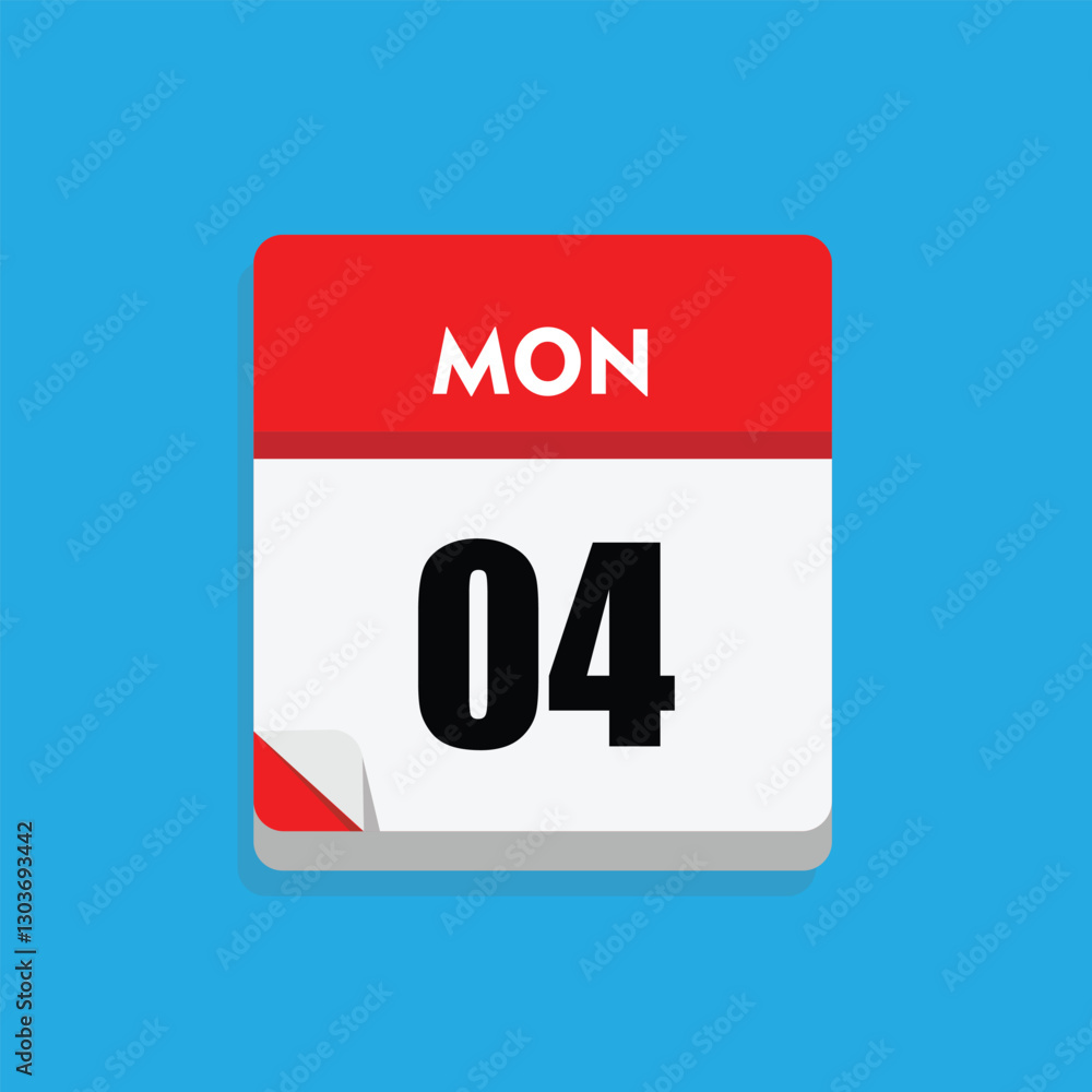 calender icon, 04 monday icon with blue background calender icon, 04 monday icon with blue background