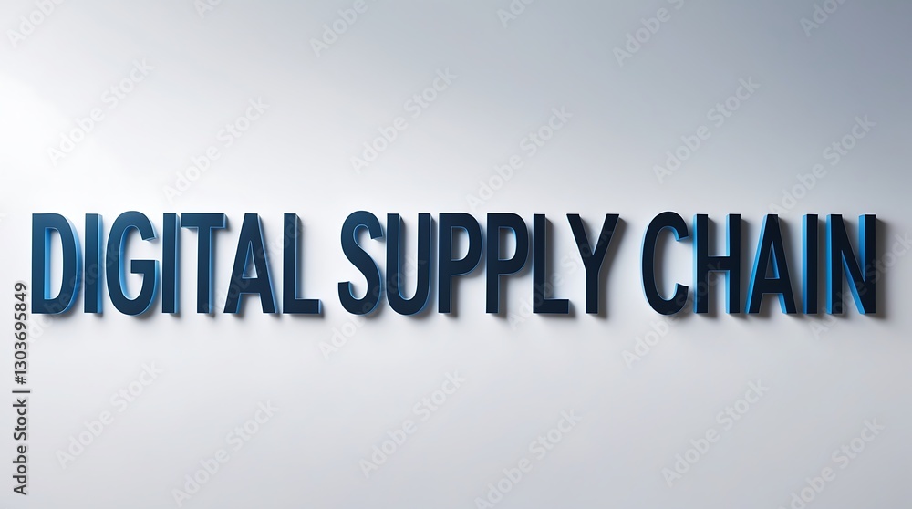 Digital supply chain sign with bold typography and shadow effects on a neutral background Digital supply chain sign with bold typography and shadow effects on a neutral background