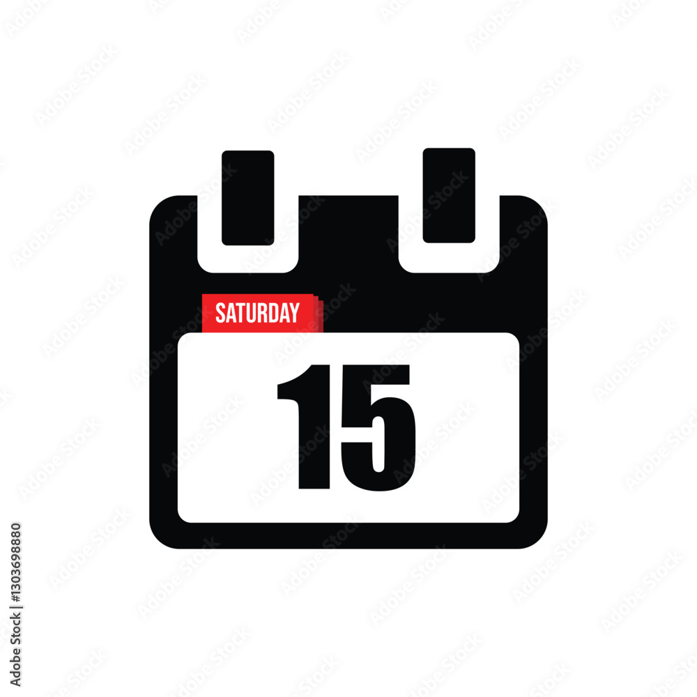 calender icon, 15 saturday icon with white background calender icon, 15 saturday icon with white background