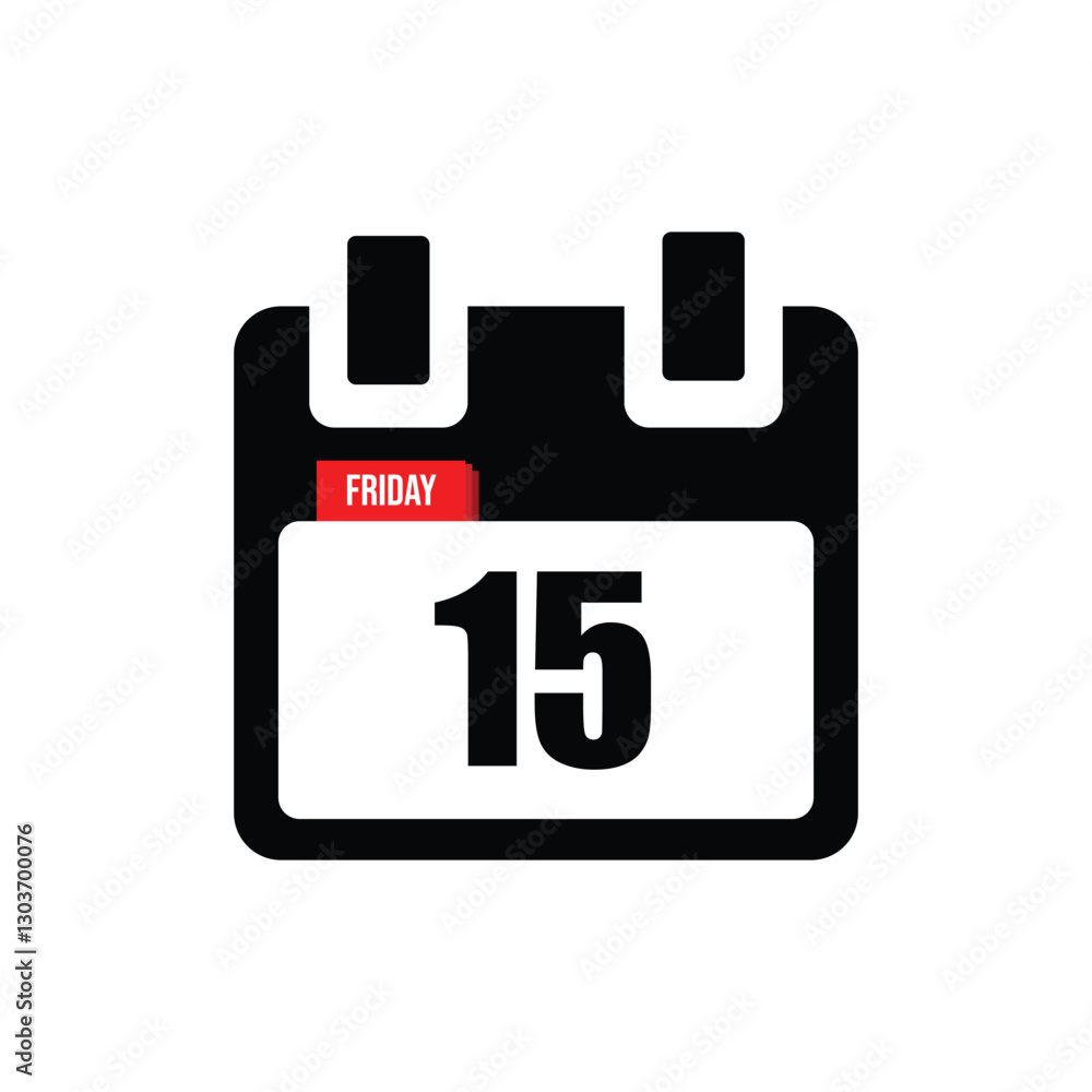 calender icon, 15 friday icon with white background calender icon, 15 friday icon with white background
