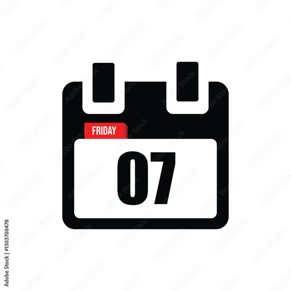 calender icon, 07 friday icon with white background calender icon, 07 friday icon with white background