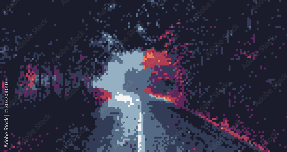 Road to the woods in autumn pixel art Road to the woods in autumn pixel art