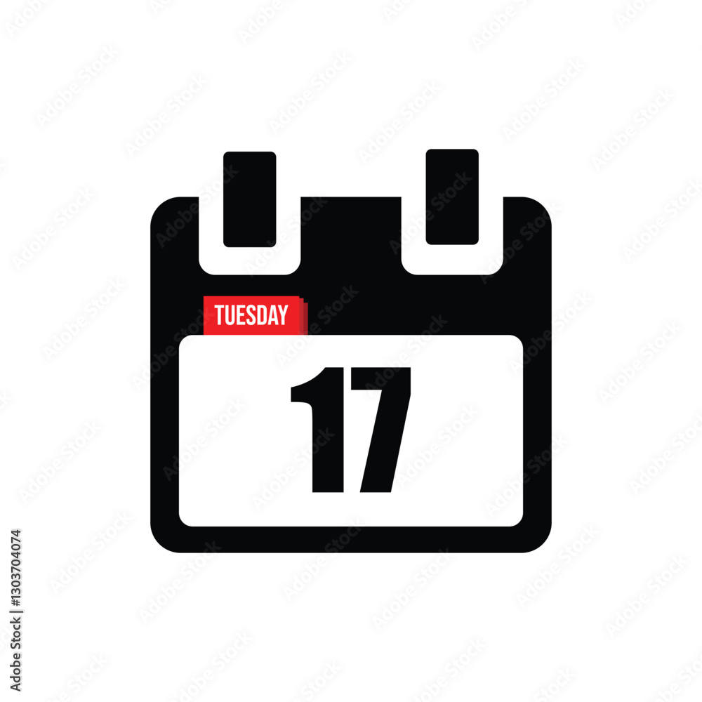 calender icon, 17 tuesday icon with white background calender icon, 17 tuesday icon with white background