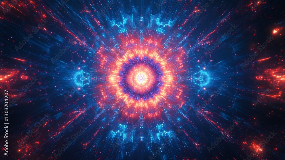 Obraz premium Colorful abstract circular pattern radiating from a central bright source