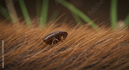 Solitary Flea Hidden in Animal Fur with Natural Microenvironment