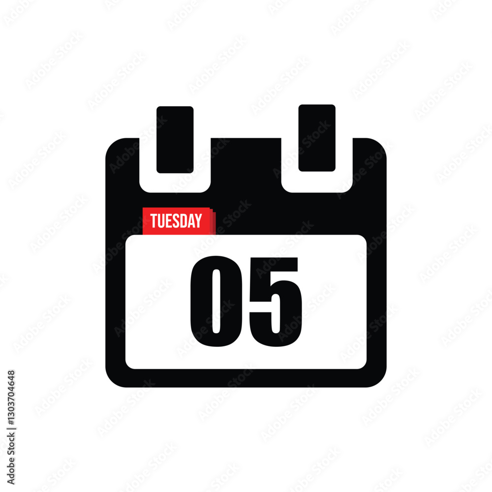 calender icon, 05 tuesday icon with white background calender icon, 05 tuesday icon with white background
