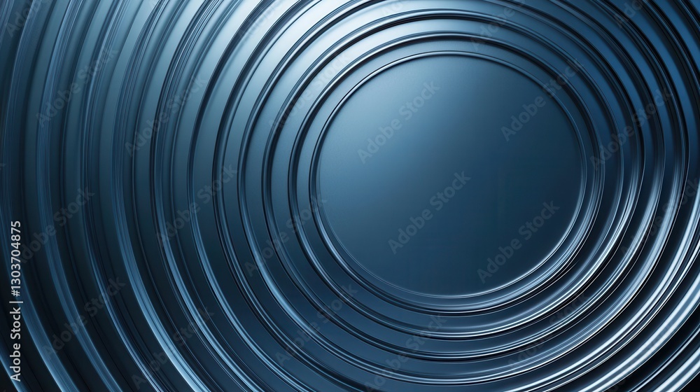 Obraz premium Abstract concentric circles in dark blue, metallic texture. Ideal for tech, design, or futuristic backgrounds.