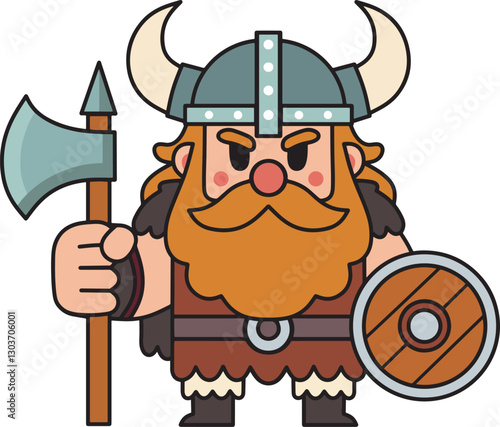 Viking warrior cartoon mascot logo illustration