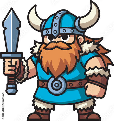Viking warrior cartoon mascot logo illustration