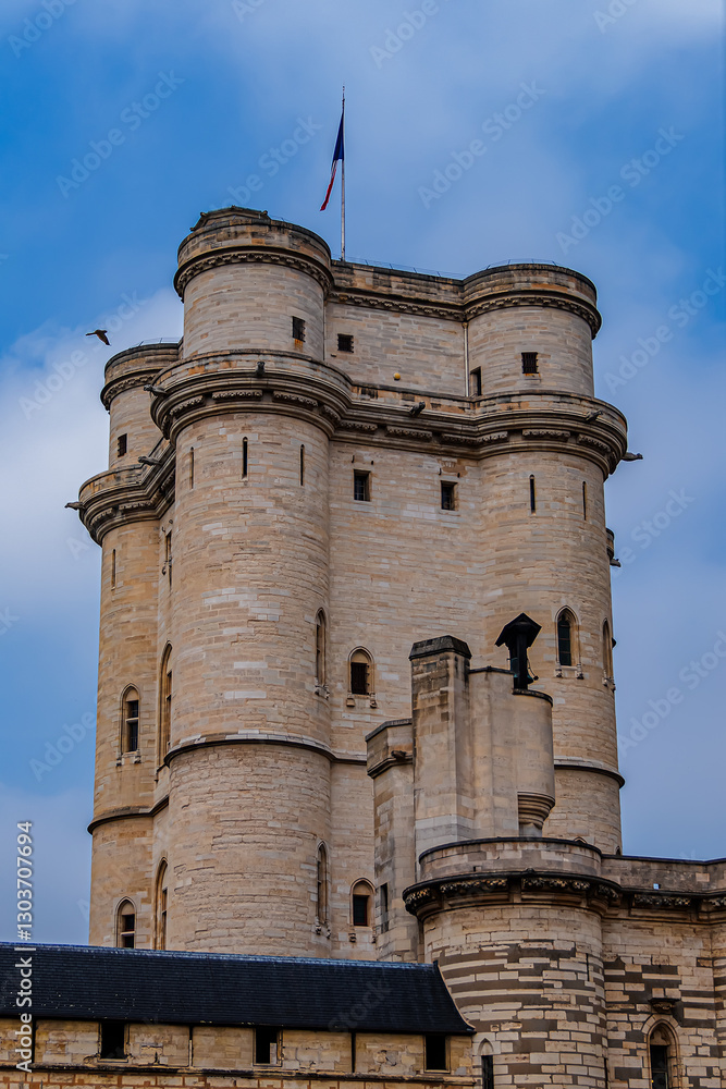 Vincennes Castle (Chateau de Vincennes) - massive XIV - XVII century French royal fortress in the town of Vincennes, Paris.