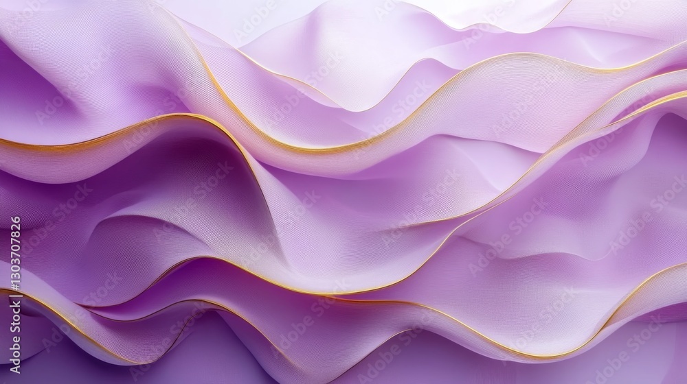 Elegant flowing layered fabric in shades of purple and gold