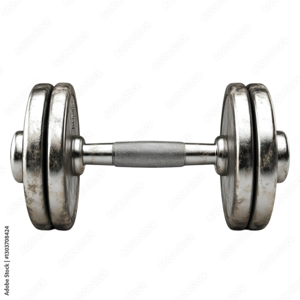 Fototapeta premium Weathered Metal Dumbbell Fitness Strength Training Gym Workout,