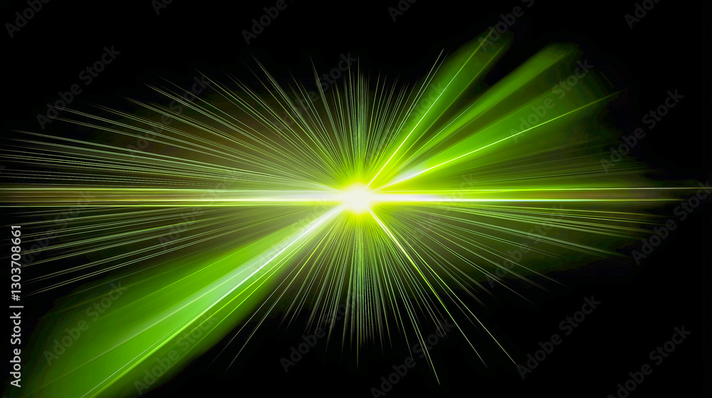 Fototapeta premium The effect of green plasma glow. Energetic green charge, lightning with static electricity on a black background.