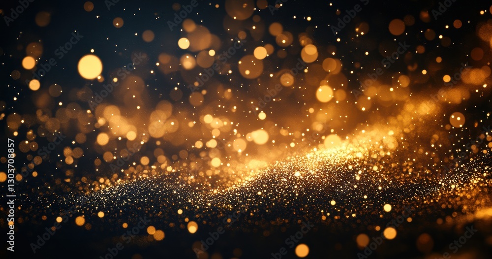 Glimmering Gold Particles and Bokeh Effects Creating Sparkling Lights in a Mystical Atmosphere with a Dark Background Glimmering Gold Particles and Bokeh Effects Creating Sparkling Lights in a Mystical Atmosphere with a Dark Background