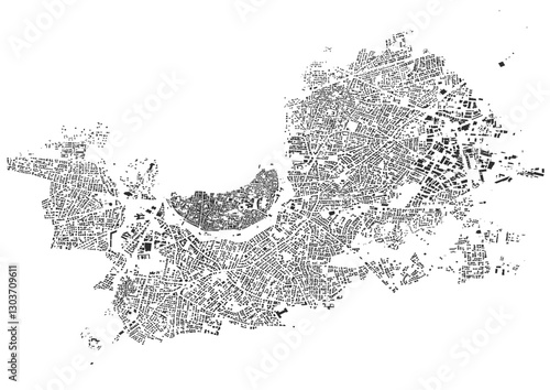 vector map of building in nicosia cyprus with black and white color