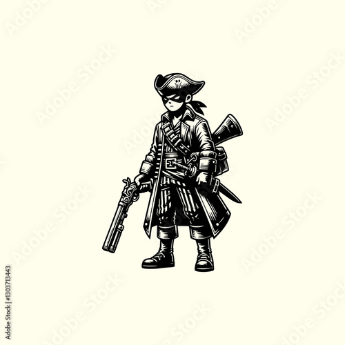 Mysterious Gunslinger Pirate Walking with Pistols Stylish and Fierce Western Outlaw