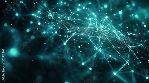 Digital network diagram, lines and nodes connecting in a virtual space