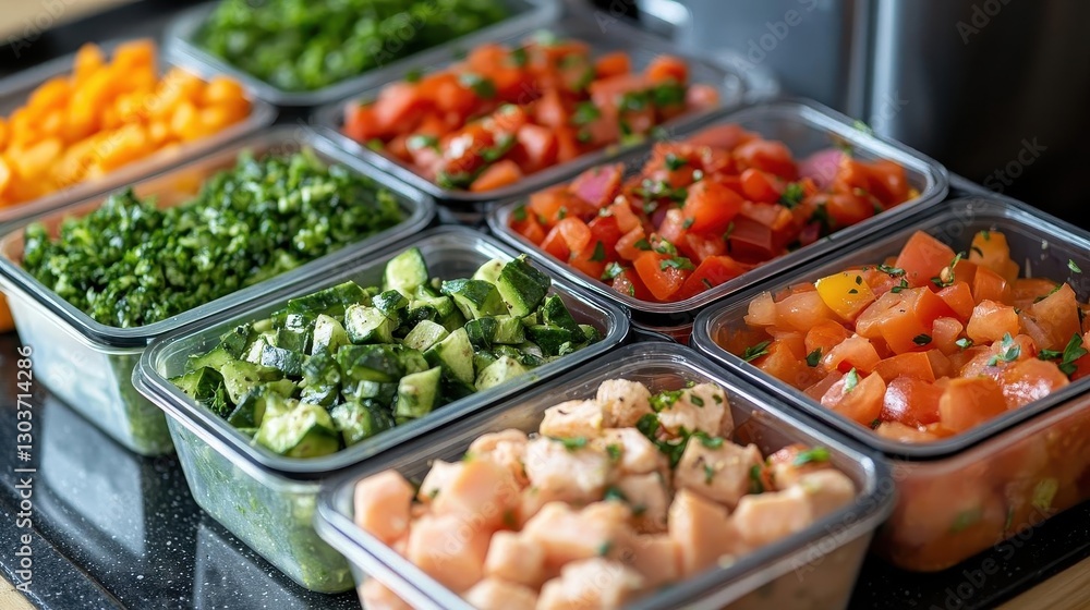 Healthy diet plan, close-up of meal prep with nutritious ingredients Healthy diet plan, close-up of meal prep with nutritious ingredients