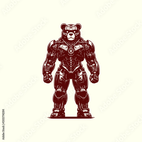 Cybernetic Bear Mech Suit Warrior Futuristic Robotic Animal with Advanced Armor