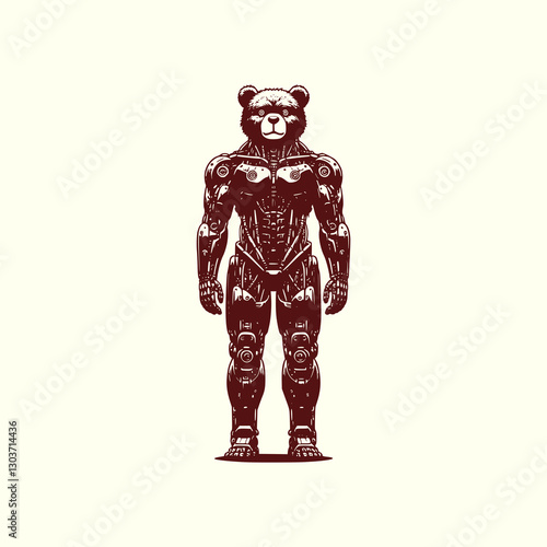 Cybernetic Bear Mech Suit Warrior Futuristic Robotic Animal with Advanced Armor